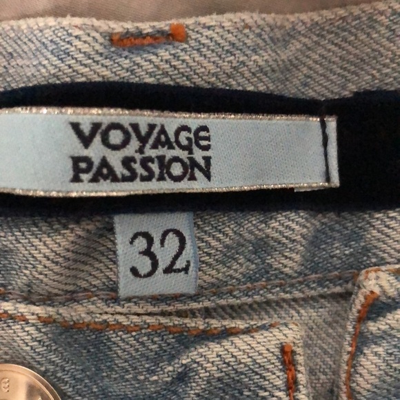 Roberto Cavalli Jeans size 32 blue button front Palm tree appliqué frayed hem - Picture 5 of 16